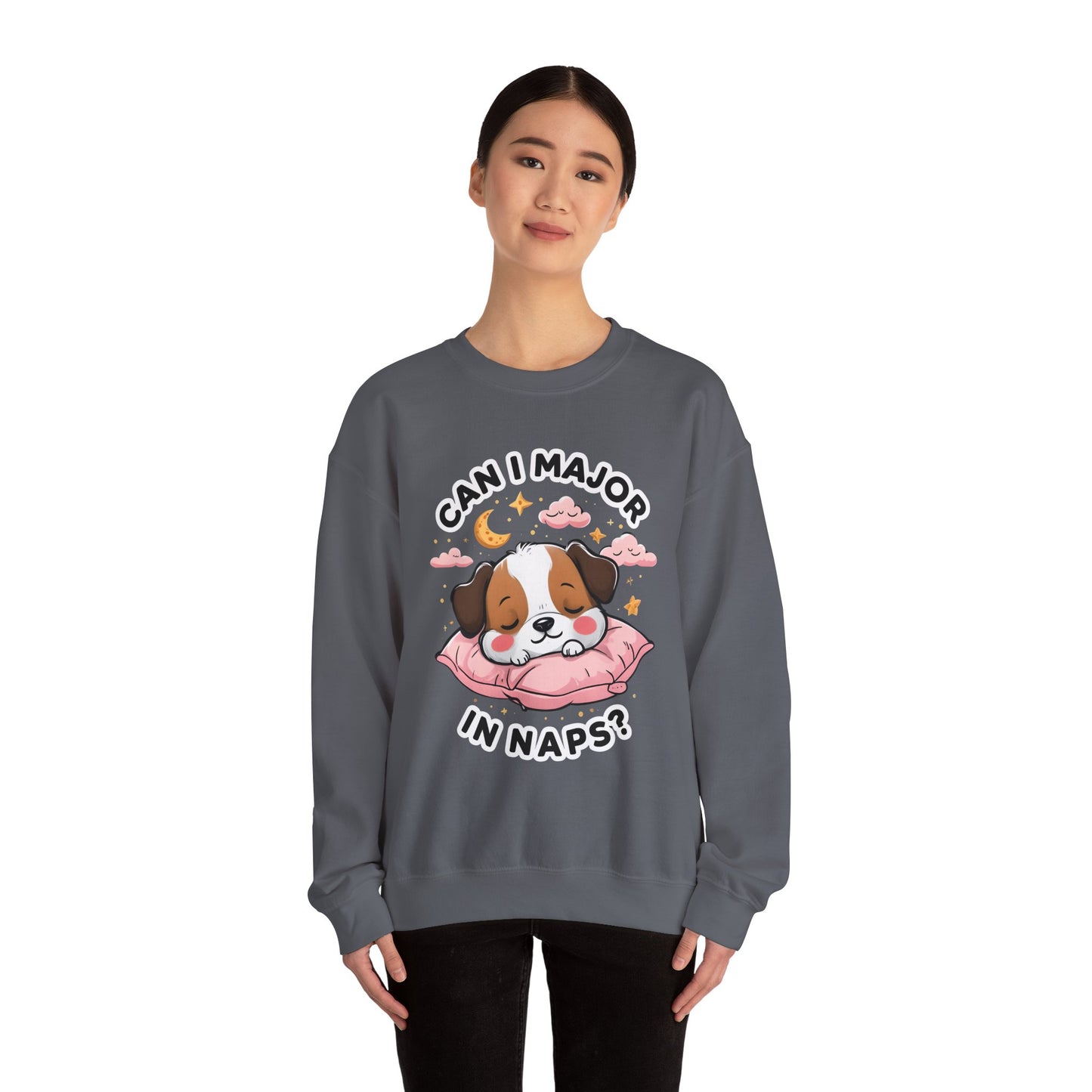 Cute Dog "Can I major in Naps" Unisex Crewneck Sweatshirt