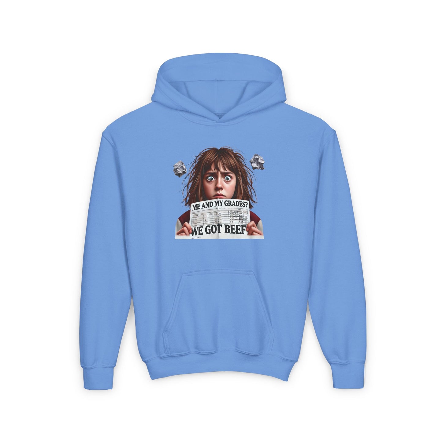 Funny Youth Hoodie - "Me and My Grades?" (Design C)