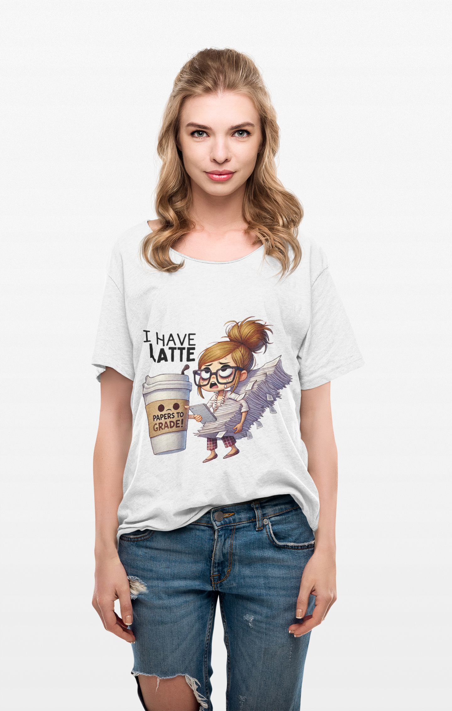 Teacher Funny Unisex Rocker Tee - "I Have a Latte " (Design C)